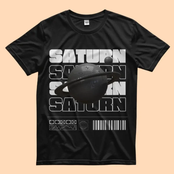 Saturn Typography Streetwear T-Shirt - Image 2