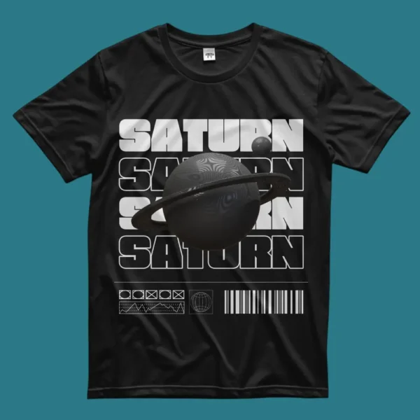 Saturn Typography Streetwear T-Shirt - Image 3